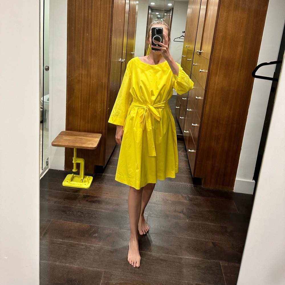 COS Bright Yellow Tie-Waist Dress